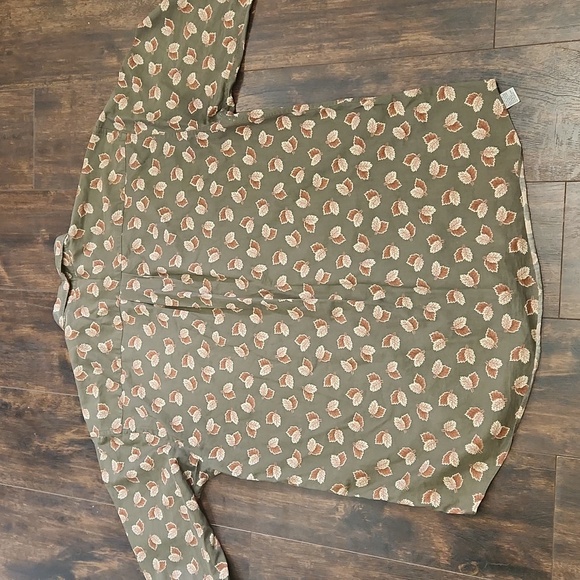 LORD & TAYLOR leaf print shirt XL olive green Kensington collection button down - Picture 4 of 4